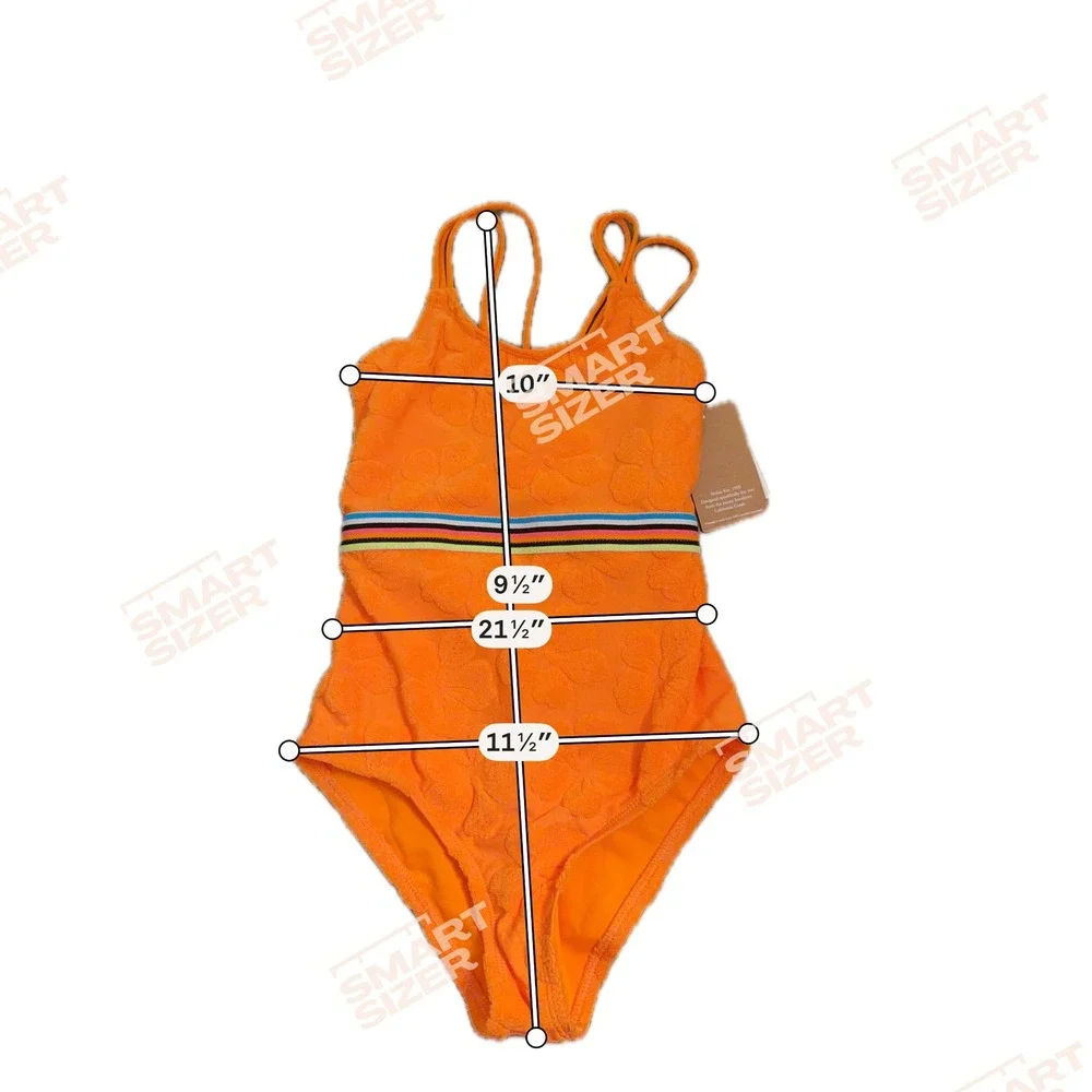 NEW Hobie Girls Neon Orange Floral Textured One Piece Swimsuit Size 8 HG3YF05G